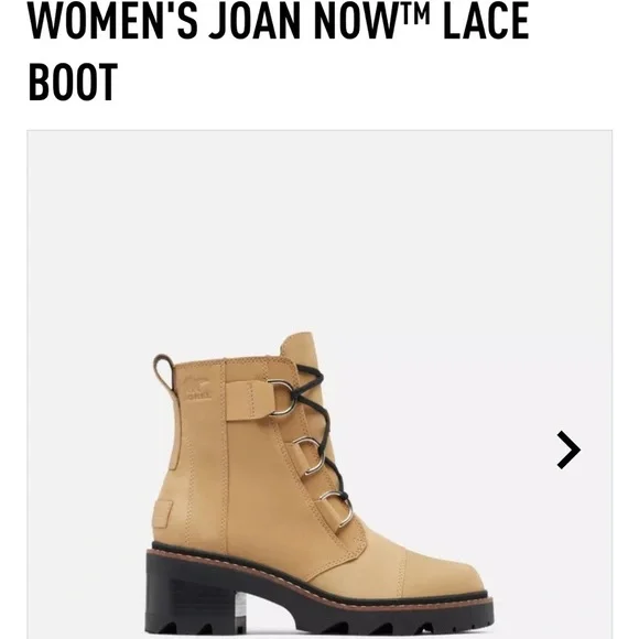 Sorel Jane Now lace up d-ring heel combat boot caribou buff waterproof boot - Picture 5 of 16